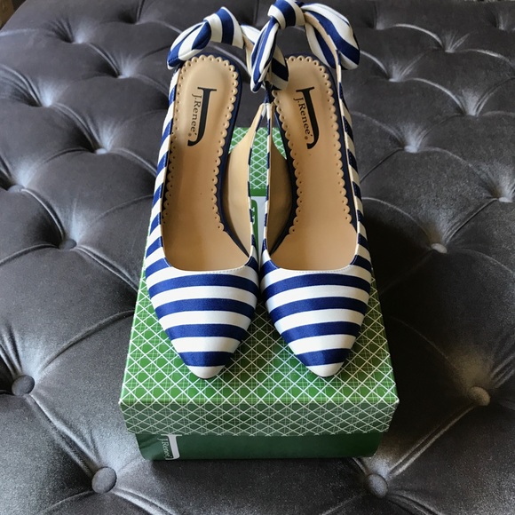 J.Renee Shoes - NEW J. Renee Blue & White Striped High Heels